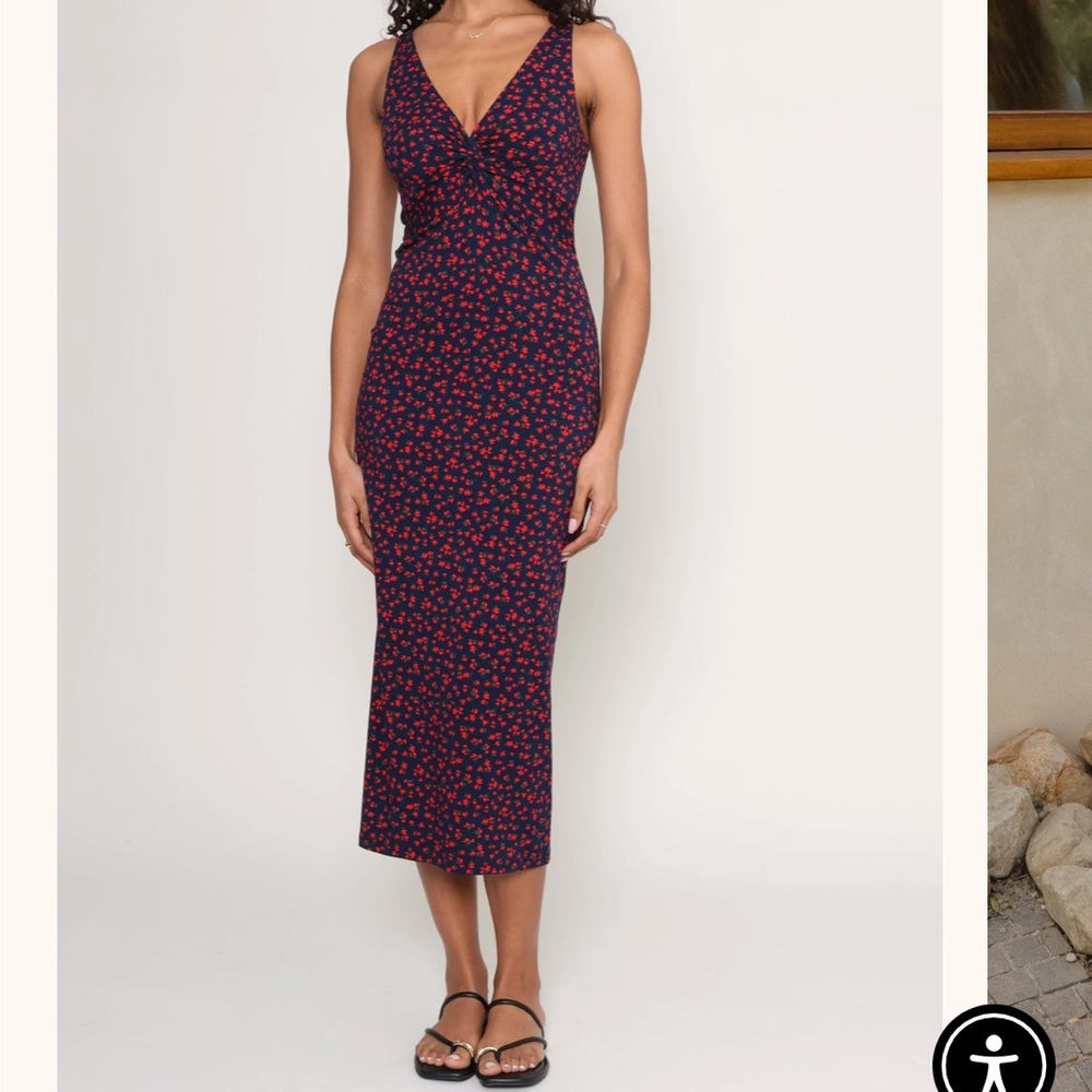 Z Supply Red Sheath Midi Dress V-Neck Sleeveless